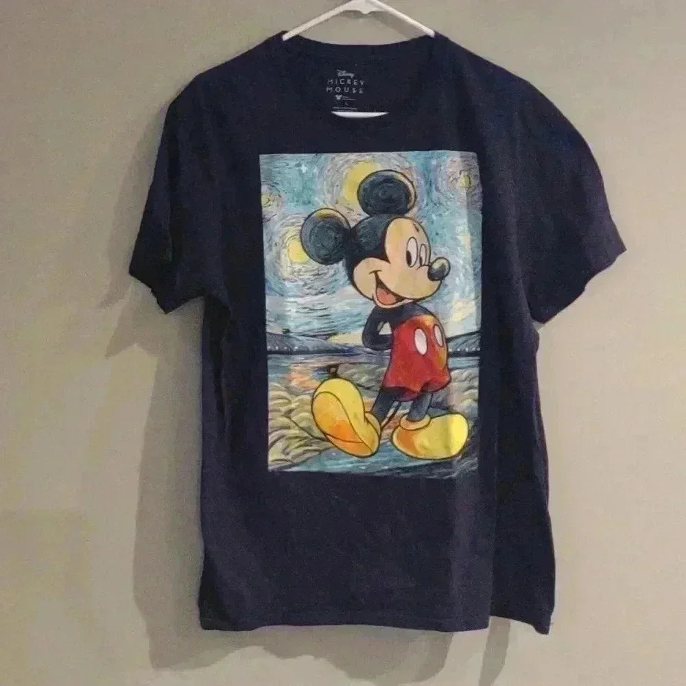 Disney Mickey Mouse graphic navy blue short‎ sleeve T-shirt large